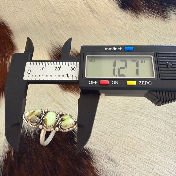 ❤️ Palomino Variscite Navajo 3 Stone Heart Brushed Sterling 925 Adjustable Ring - Picture 11 of 13